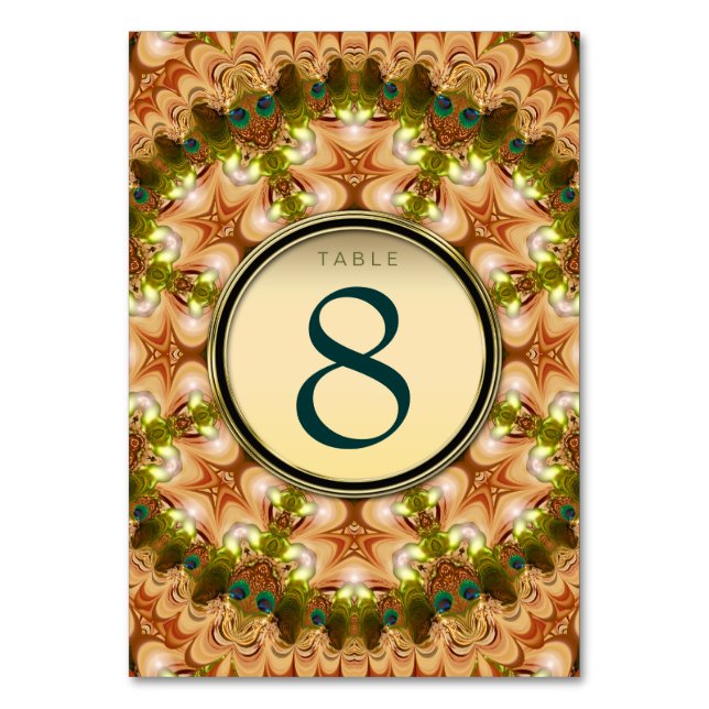 Tarjeta de número de mesa de menú de oro mandala d (Anverso)