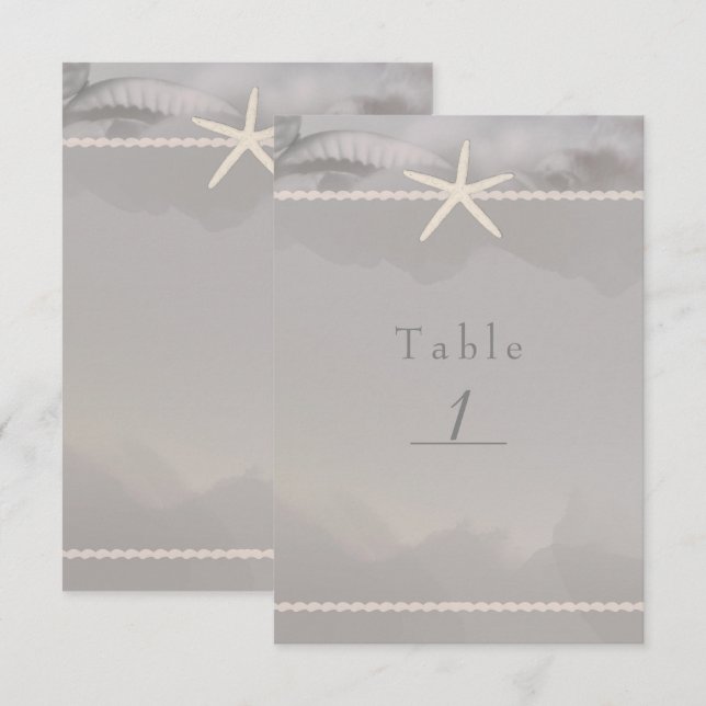 Tarjeta de número de mesa de Moda gris de Starfish (Anverso / Reverso)