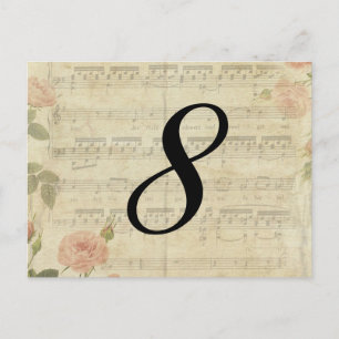 Tarjeta de número de mesa de música victoriana y R