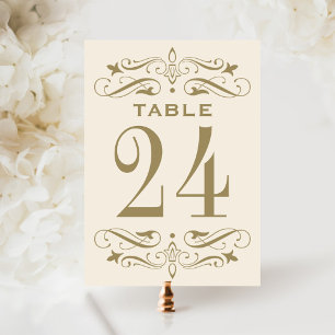 Tarjeta de número de mesa de oro antiguo marfil vi