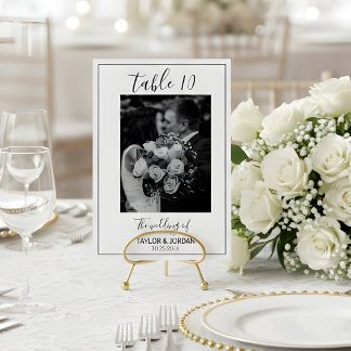 Tarjeta de número de mesa de recepción de boda con