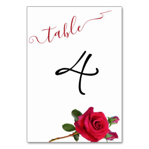 Tarjeta de número de mesa de recepción de boda de