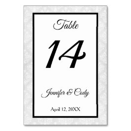 Tarjeta de número de mesa de recepción de boda de 