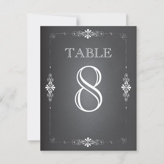 Tarjeta de número de mesa de recepción de boda en  (Anverso)