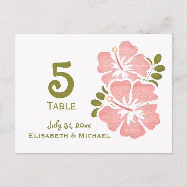 Tarjeta de número de mesa de recepción de bodas ro (Anverso)