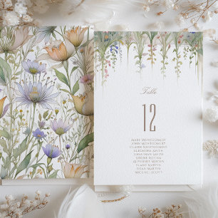 Tarjeta de número de mesa del Boda de flores silve