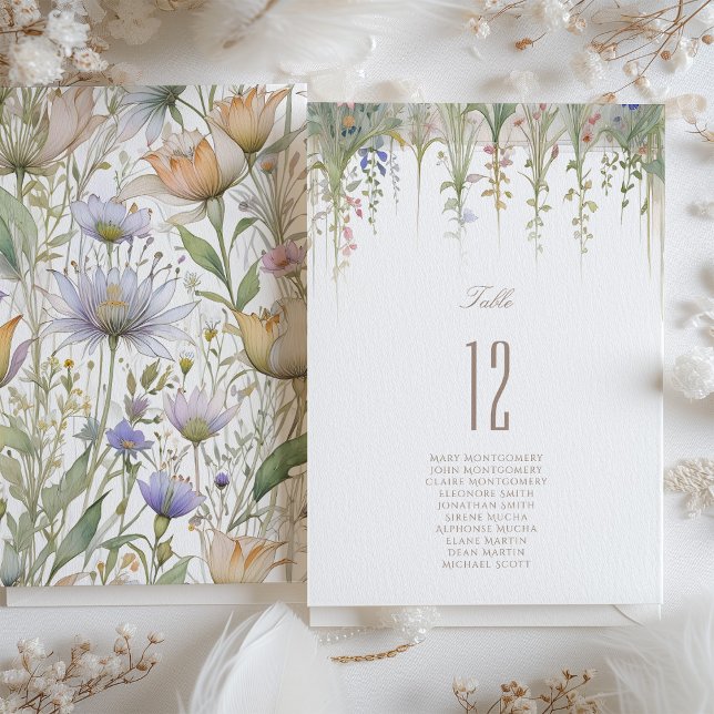 Tarjeta de número de mesa del Boda de flores silve (Subido por el creador)