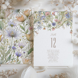 Tarjeta de número de mesa del Boda de flores silve