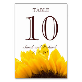 Tarjeta de número de mesa del Boda de girasol marr