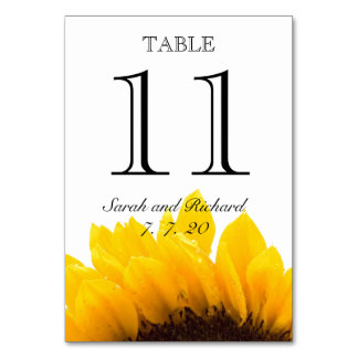 Tarjeta de número de mesa del Boda de girasol negr