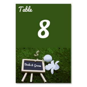 Tarjeta de número de mesa del Boda de golf con bol