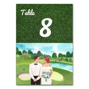 Tarjeta de número de mesa del Boda de golf con bol