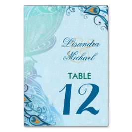 Tarjeta de número de mesa del Boda de Peacock Lace