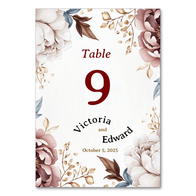 Tarjeta de número de mesa del Boda victoriano Peon (Anverso)