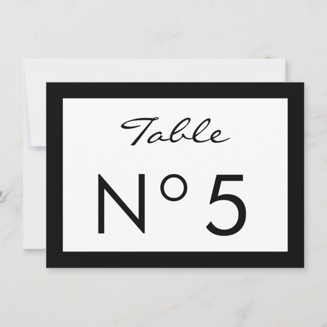 TARJETA DE NÚMERO DE MESA Dulce de Moda Negra y Bl (Anverso)