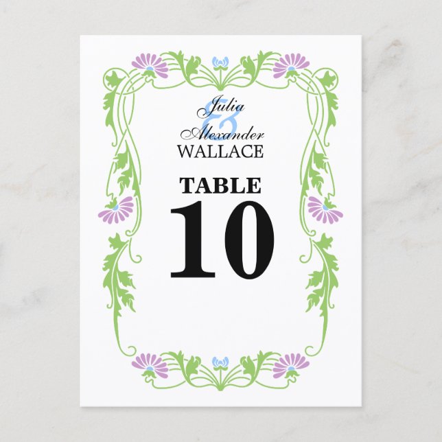 Tarjeta de número de mesa Elegant Leaf Florals & S (Anverso)
