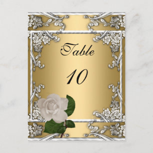 Tarjeta de número de mesa elegante boda oro crema 