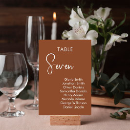 Tarjeta de número de mesa elegante de terracota mi