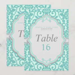 Tarjeta de número de mesa elegante menta y gris