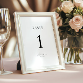 Tarjeta de número de mesa elegante minimalista en 