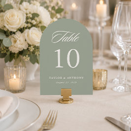 Tarjeta de número de mesa elegante Simple Sage par