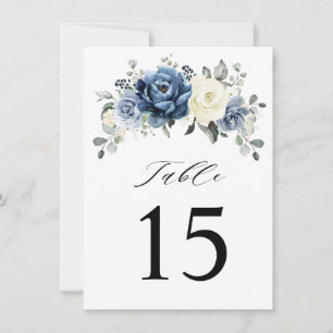 Tarjeta de número de mesa en azul marino champán m