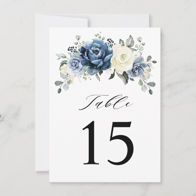 Tarjeta de número de mesa en azul marino champán m (Anverso)