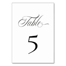 Tarjeta de número de mesa en blanco y negro