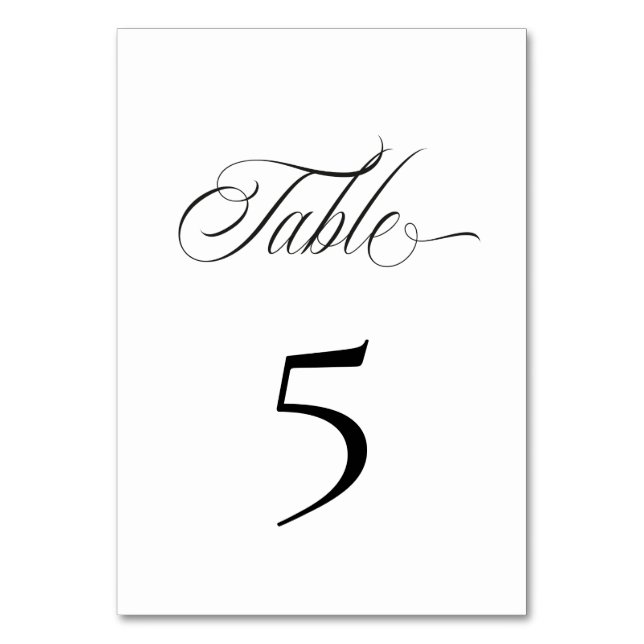 Tarjeta de número de mesa en blanco y negro (Anverso)