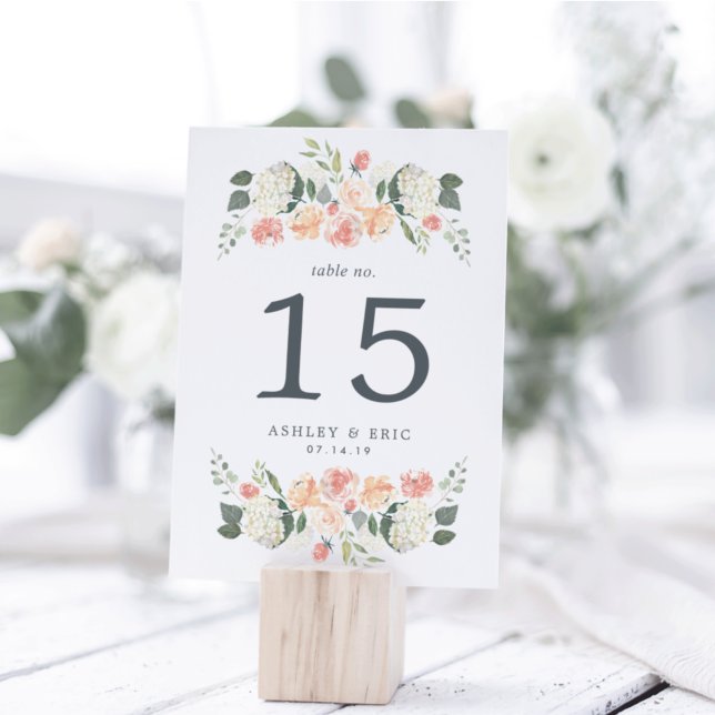 Tarjeta de número de mesa floral de verano medio (Subido por el creador)