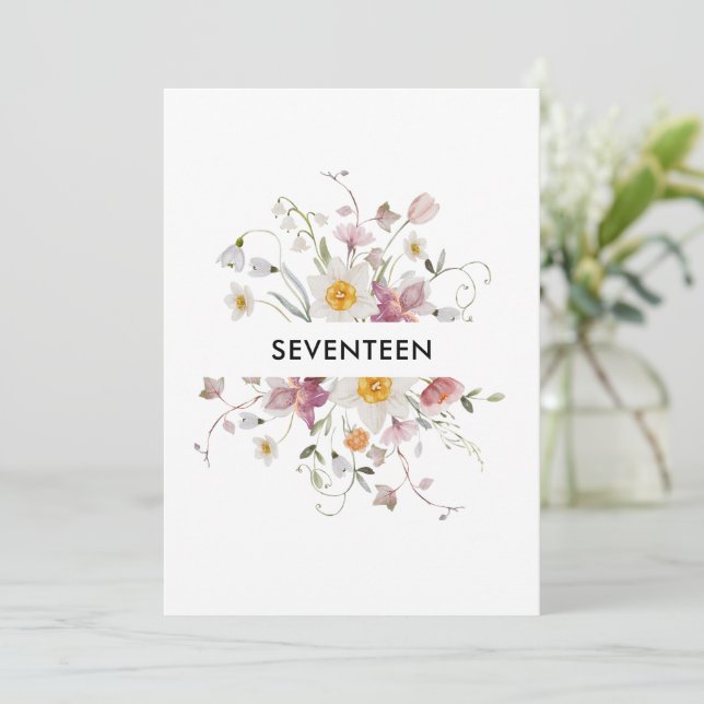 Tarjeta de número de mesa floral elegante (Anverso de pie)
