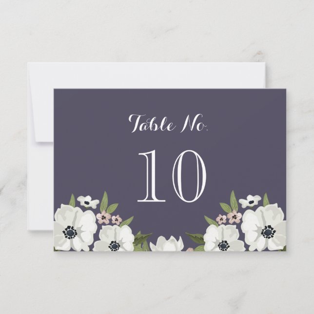 Tarjeta de número de mesa floral encantadora - púr (Anverso)