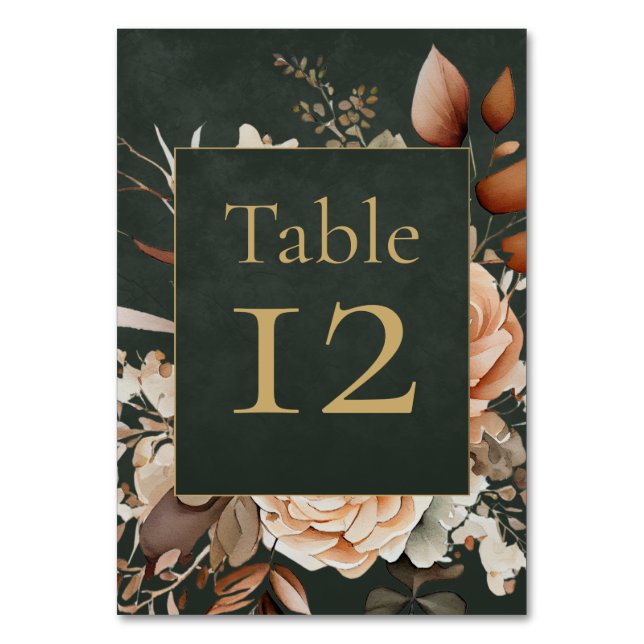 Tarjeta de número de mesa floral verde de bruja de (Anverso)