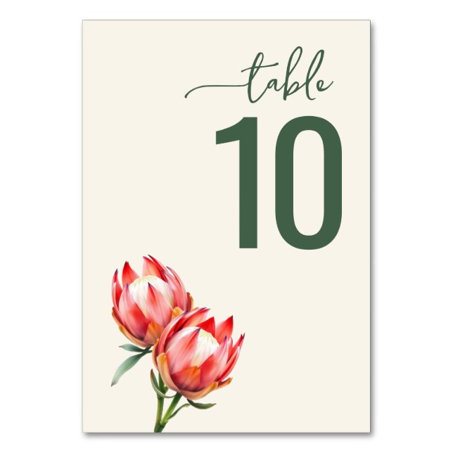 Tarjeta de Número de Mesa Floral Verde Elegante (Anverso)