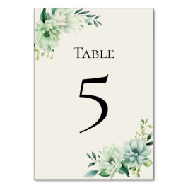 Tarjeta de número de mesa floral verde Quinceañera