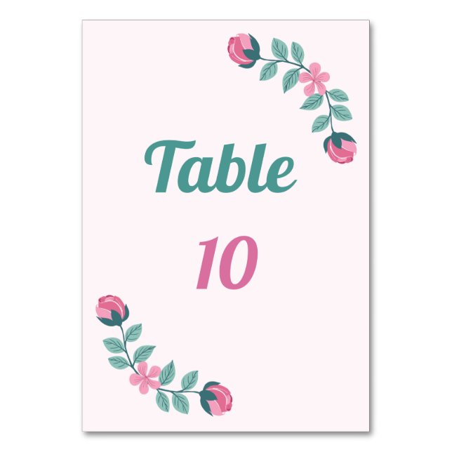 tarjeta de número de mesa flores y hojas soñadoras (Anverso)