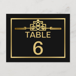 Tarjeta de número de mesa Golden Romance Art Deco