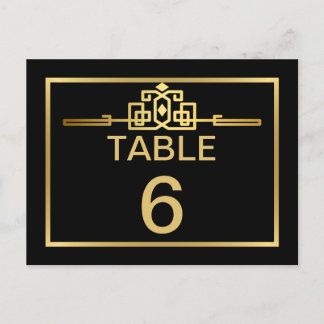 Tarjeta de número de mesa Golden Romance Art Deco
