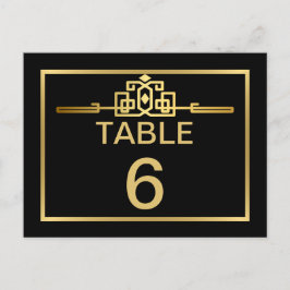 Tarjeta de número de mesa Golden Romance Art Deco