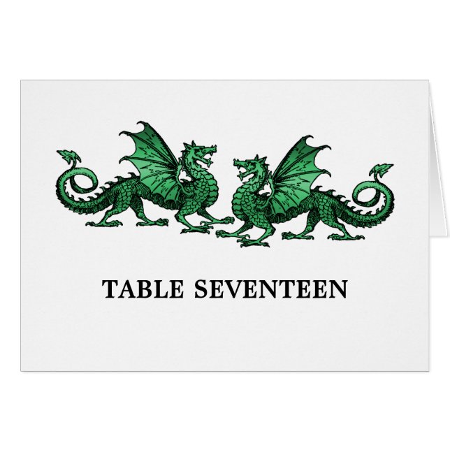 Tarjeta de número de mesa Green Elegant Dragons (Anverso (Horizontal))