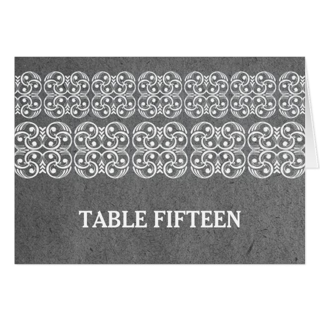 Tarjeta de número de mesa gris-moderna bohemias (Anverso (Horizontal))