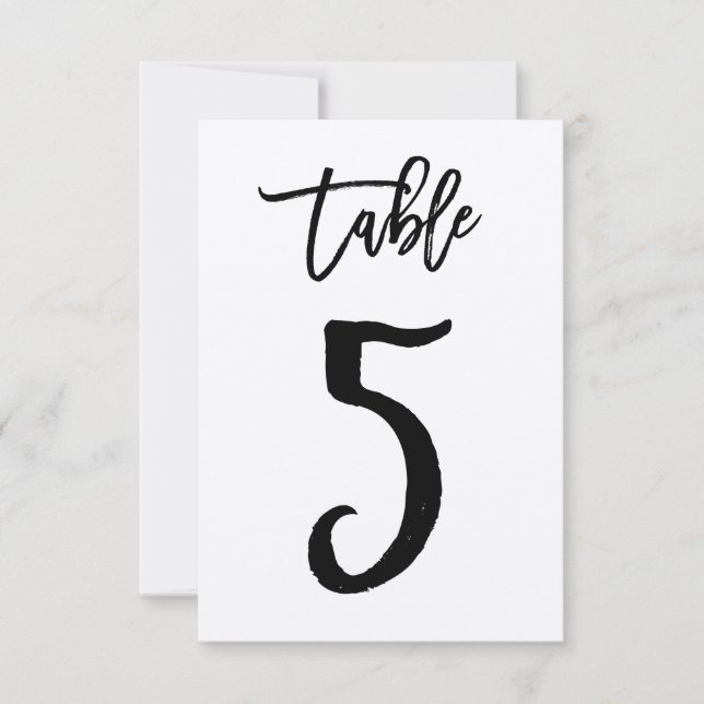 Tarjeta de número de mesa Kraft con letra a mano c (Anverso)