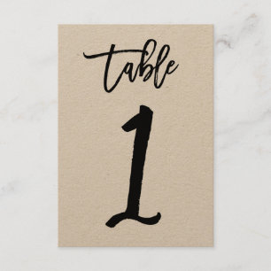 Tarjeta de número de mesa Kraft con letra a mano c