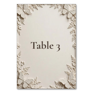 Tarjeta de número de mesa Mariposa Beige 3.5x5