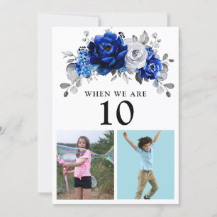 Tarjeta de número de mesa metálica azul real blanc