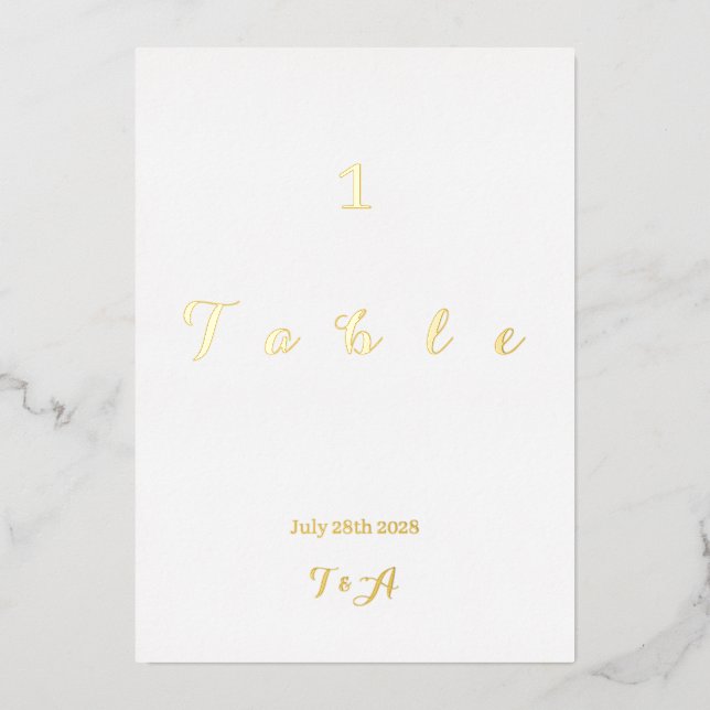 Tarjeta de Número de Mesa Minimalista de Boda con  (Anverso)