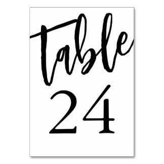 Tarjeta de número de mesa minimalista negro y blan