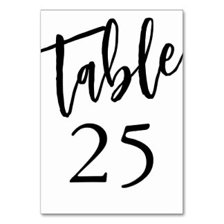 Tarjeta de número de mesa minimalista negro y blan