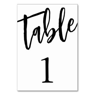 Tarjeta de número de mesa minimalista negro y blan