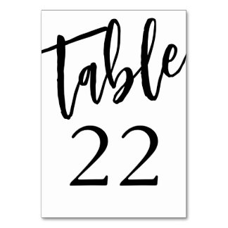 Tarjeta de número de mesa minimalista negro y blan